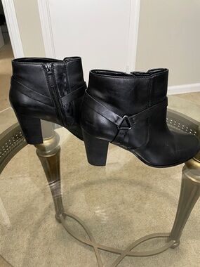 Cole Haan- Classic Black Leather Ankle Booties with Block Heel